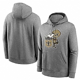 Men's New Orleans Saints Heather Gray Primary Logo Long Sleeve Hoodie T-Shirt,baseball caps,new era cap wholesale,wholesale hats